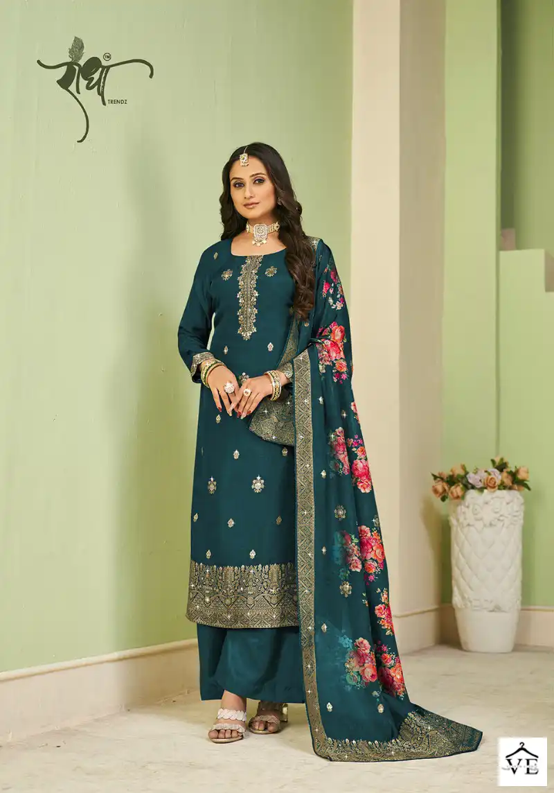 Radha Pallavi Pure Viscose Dola Jacquard Wholesale Salwar Suit Catalog — Wholesale Salwar Suits, MPA wholesale from Surat - Gallery Image 5