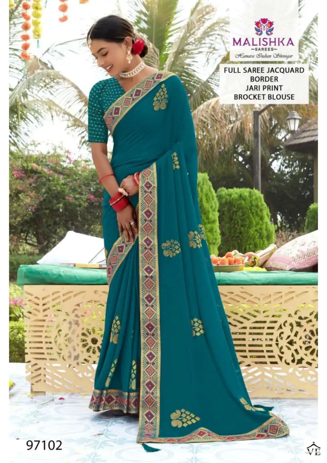 Malishka Param Sundari Zometto Dyed Wholesale Saree Catalog — Wholesale Sarees, MPA wholesale from Surat - Gallery Image 7