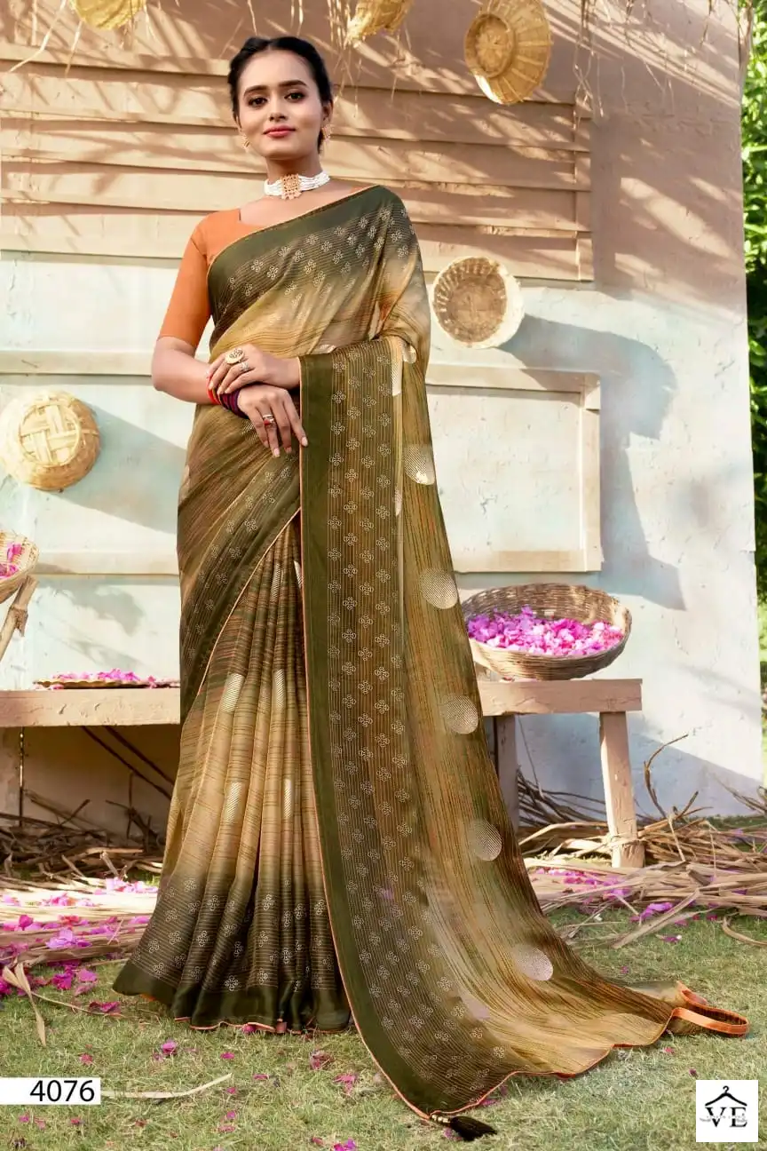 5D Designer Pragya Pc Moss Chiffon Wholesale Saree Catalog — Wholesale Sarees, MPA wholesale from Surat - Gallery Image 2
