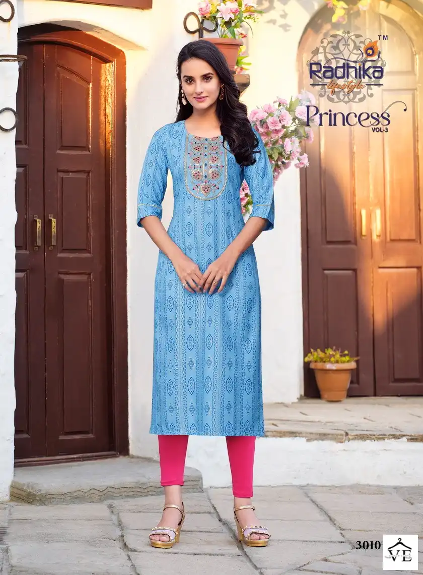 Radhika Princess Vol 3 Rayon Wholesale Kurti Catalog — Wholesale Kurtis, MPA wholesale from Surat - Gallery Image 5