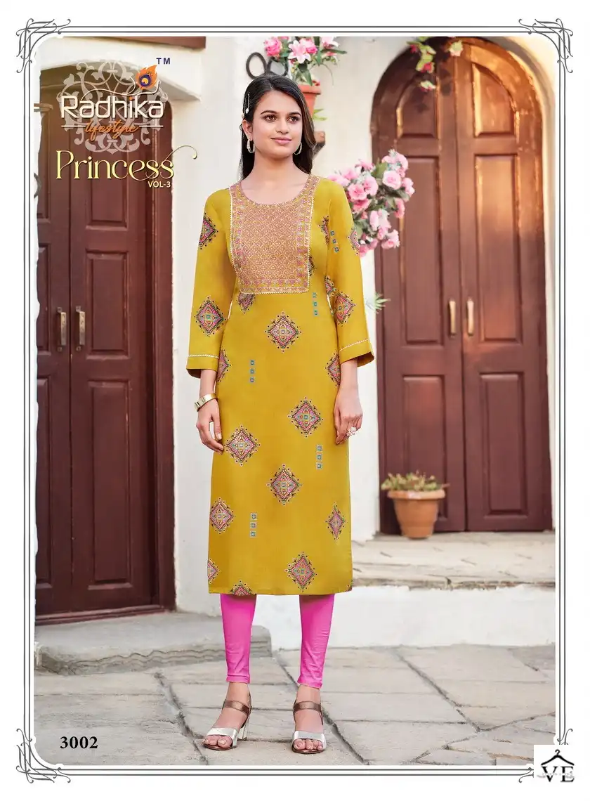 Radhika Princess Vol 3 Rayon Wholesale Kurti Catalog — Wholesale Kurtis, MPA wholesale from Surat - Gallery Image 7