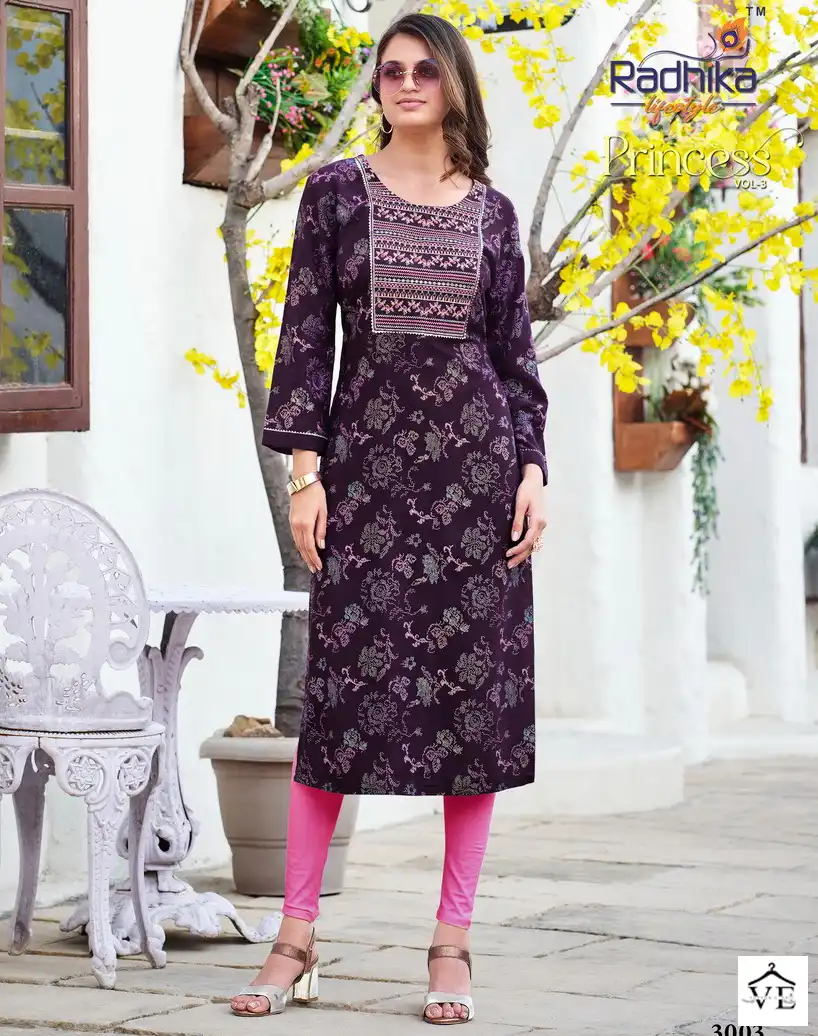 Radhika Princess Vol 3 Rayon Wholesale Kurti Catalog — Wholesale Kurtis, MPA wholesale from Surat — view 1
