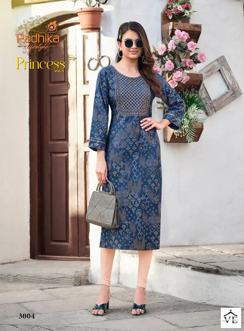 Radhika Princess Vol 3 Rayon Wholesale Kurti Catalog — Wholesale Kurtis, MPA wholesale from Surat - Gallery Image 8