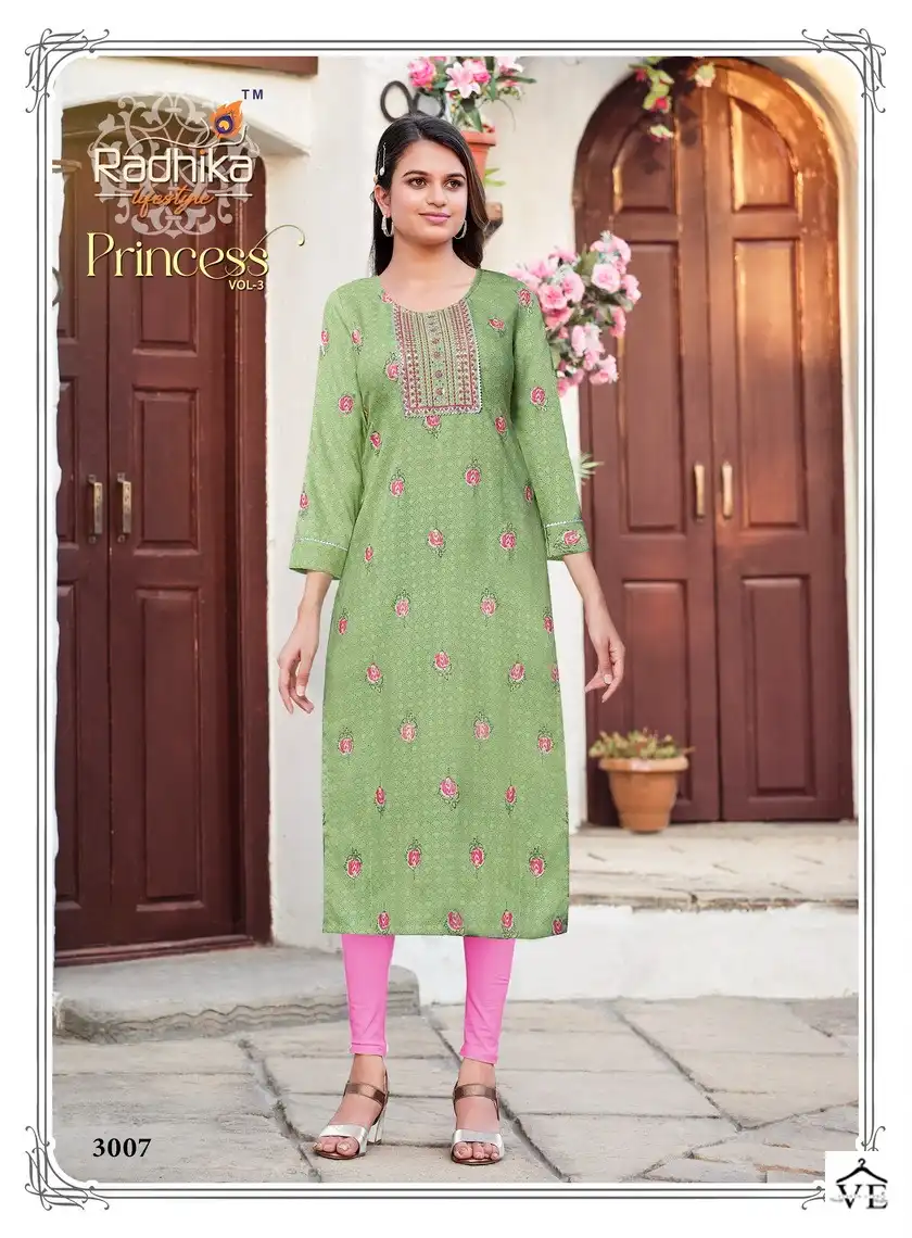 Radhika Princess Vol 3 Rayon Wholesale Kurti Catalog — Wholesale Kurtis, MPA wholesale from Surat - Gallery Image 2