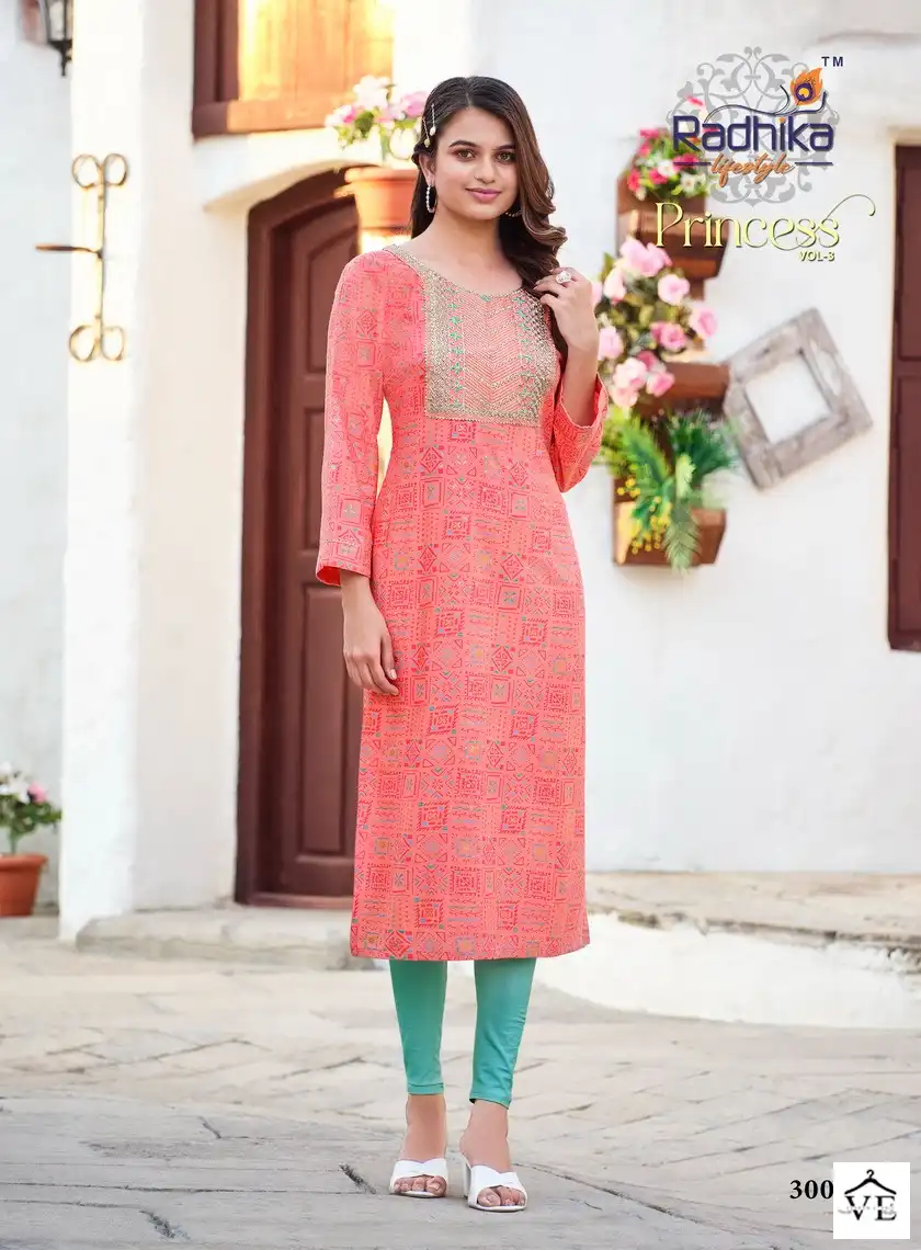 Radhika Princess Vol 3 Rayon Wholesale Kurti Catalog — Wholesale Kurtis, MPA wholesale from Surat - Gallery Image 3