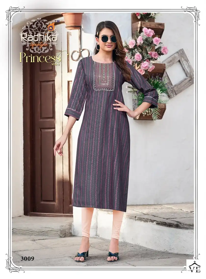 Radhika Princess Vol 3 Rayon Wholesale Kurti Catalog — Wholesale Kurtis, MPA wholesale from Surat - Gallery Image 4