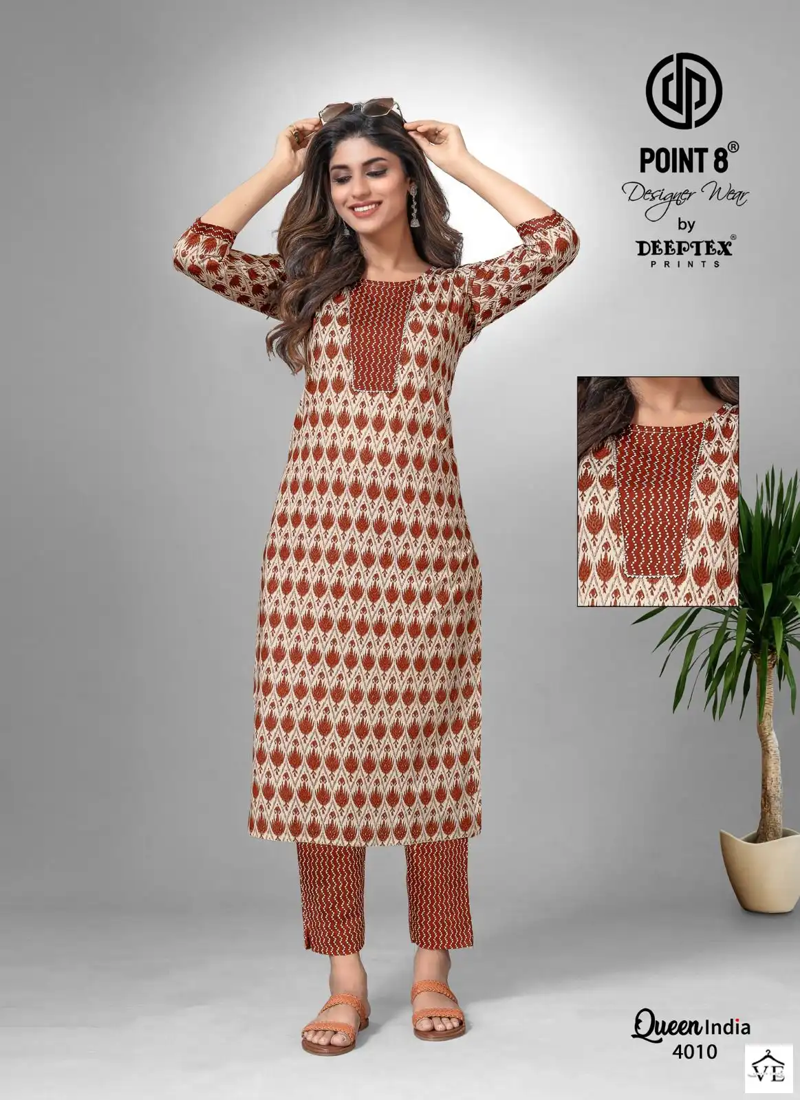 Deeptex Queen India Vol-4 Cotton Wholesale Kurti With Pant Catalog — Wholesale Kurtis, Deeptex wholesale from Surat — view 9