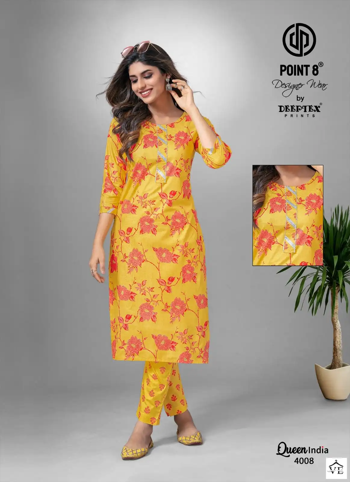 Deeptex Queen India Vol-4 Cotton Wholesale Kurti With Pant Catalog — Wholesale Kurtis, Deeptex wholesale from Surat — view 3