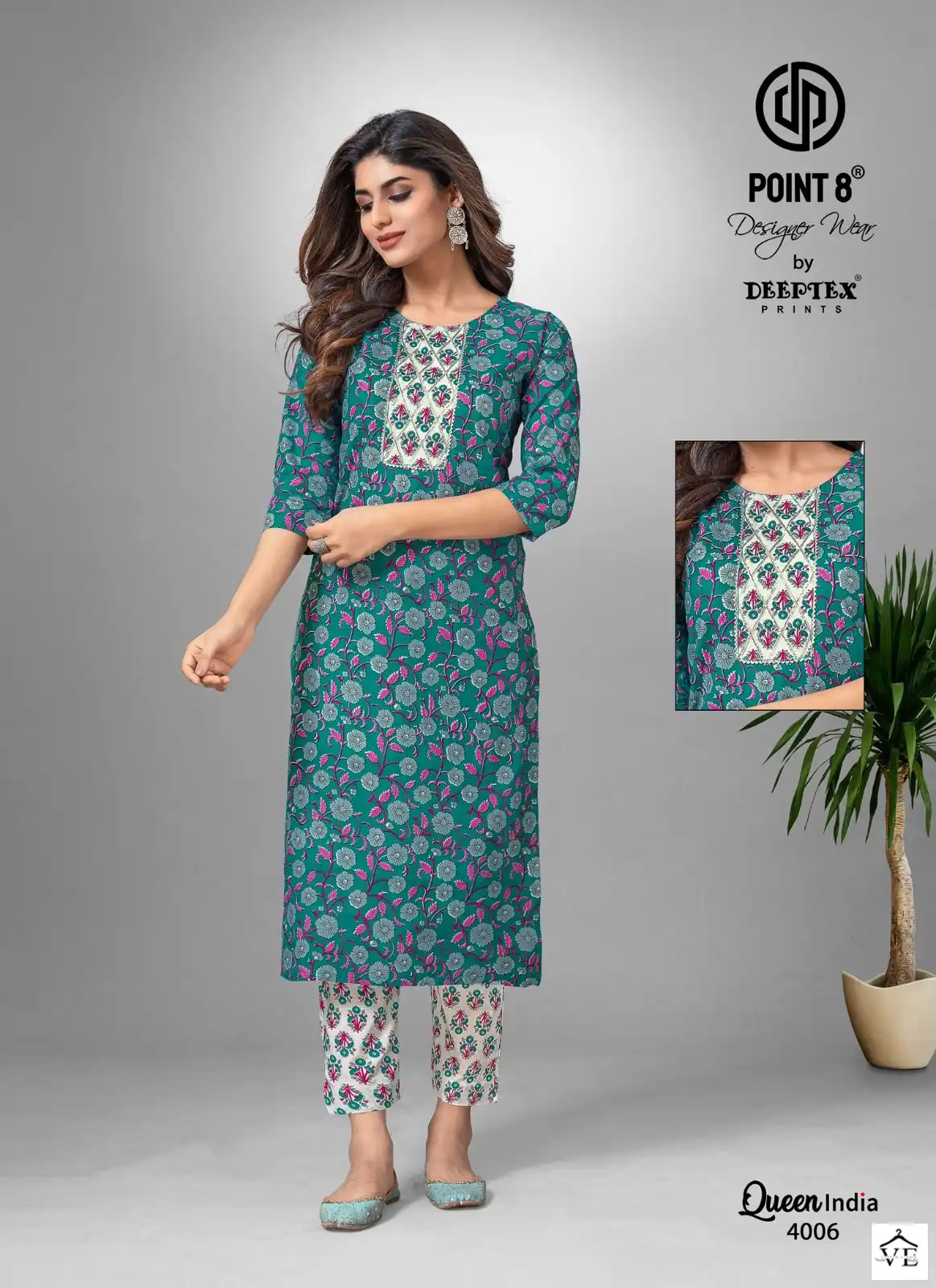Deeptex Queen India Vol-4 Cotton Wholesale Kurti With Pant Catalog — Wholesale Kurtis, Deeptex wholesale from Surat — view 4