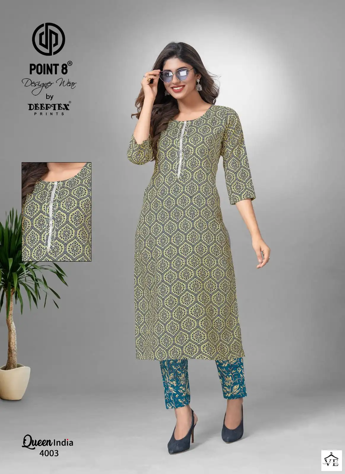 Deeptex Queen India Vol-4 Cotton Wholesale Kurti With Pant Catalog — Wholesale Kurtis, Deeptex wholesale from Surat — view 8