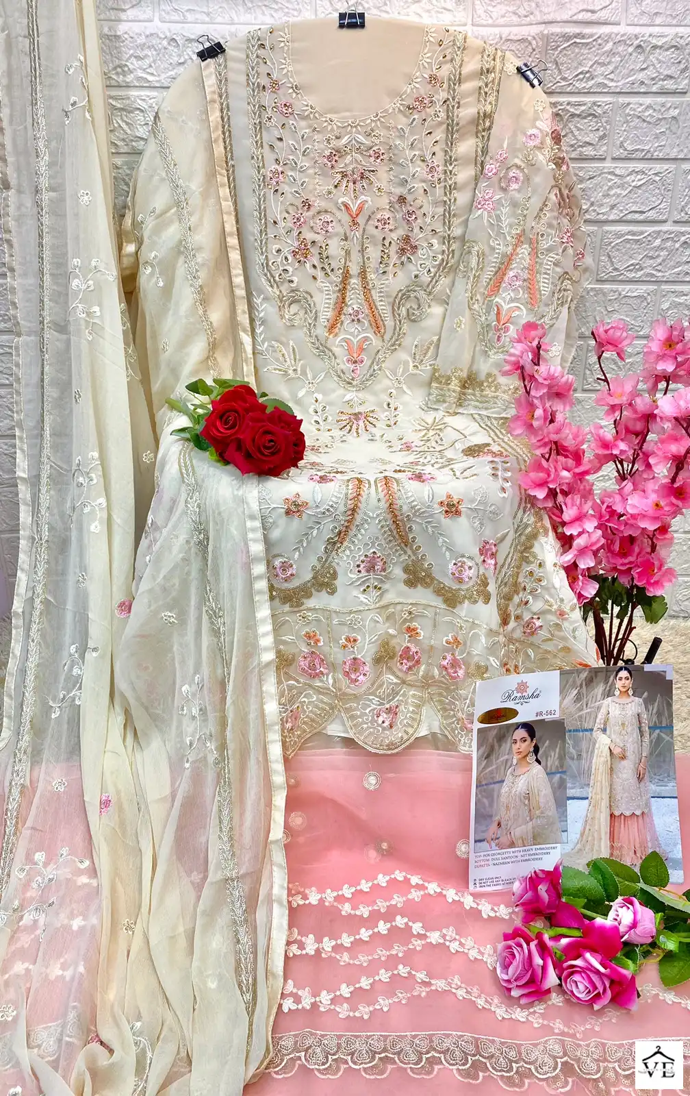 Ramsha R-562 Faux Georgette Wholesale Pakistani Suit — Wholesale Salwar Suits, MPA wholesale from Surat — view 7