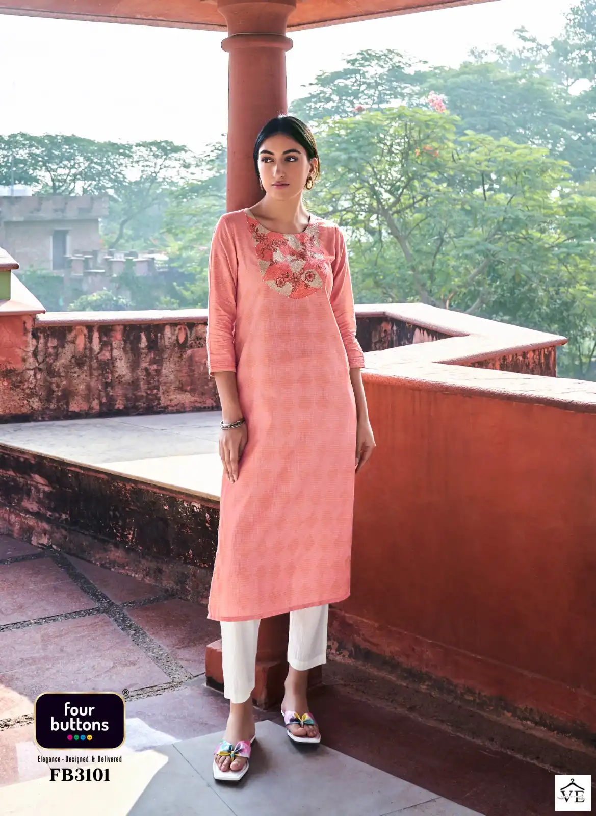 Four Buttons Raina Pure Cotton Wholesale Kurti Catalog — Wholesale Kurtis, MPA wholesale from Surat - Gallery Image 6