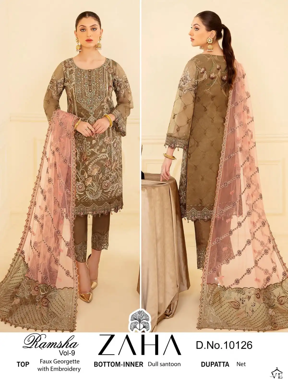 Zaha Ramsha Vol-9 Georgette Wholesale Pakistani Salwar Suit Catalog — Wholesale Salwar Suits, MPA wholesale from Surat - Gallery Image 4