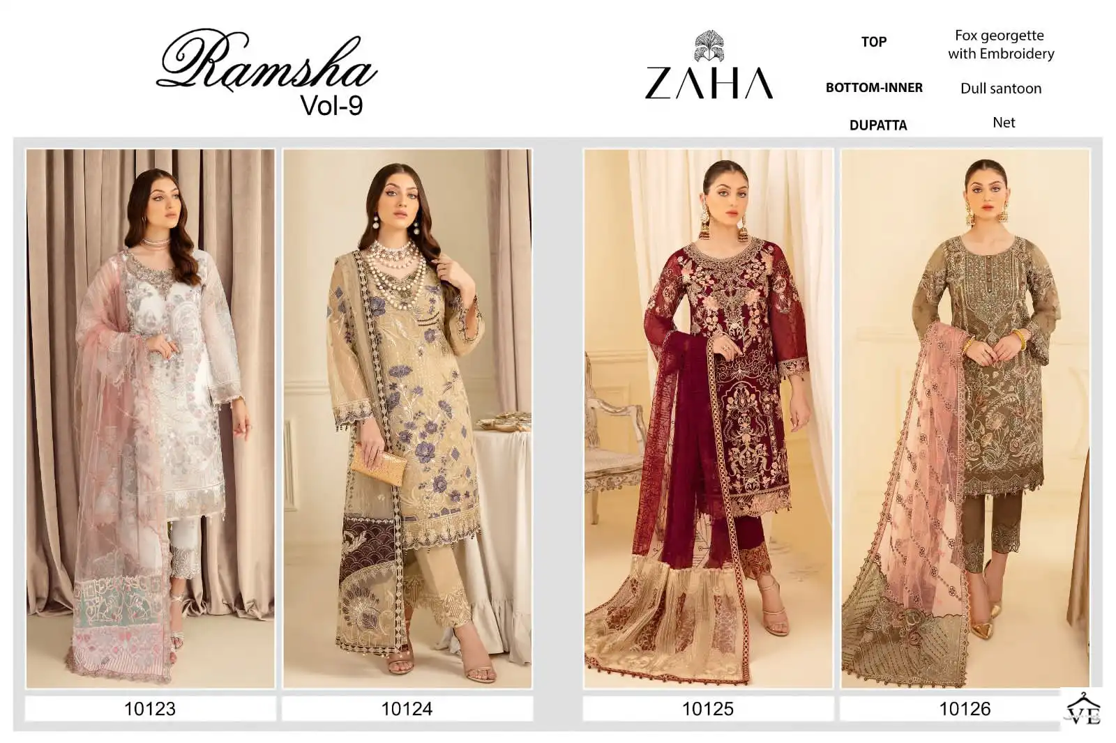 Zaha Ramsha Vol-9 Georgette Wholesale Pakistani Salwar Suit Catalog — Wholesale Salwar Suits, MPA wholesale from Surat — view 5