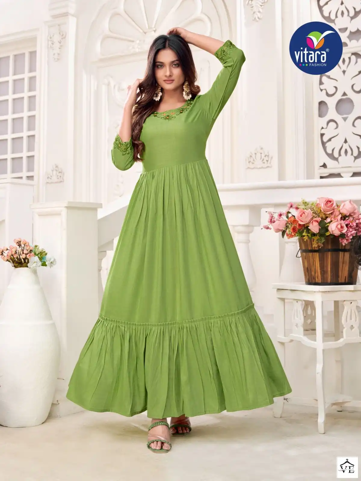 Vitara Fashion Rangmala Rayon Slub Wholesale Designer Gown Catalog — Wholesale Kurtis, MPA wholesale from Surat - Gallery Image 2