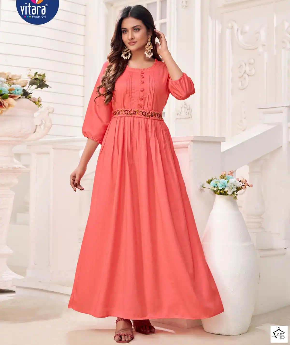 Vitara Fashion Rangmala Rayon Slub Wholesale Designer Gown Catalog — Wholesale Kurtis, MPA wholesale from Surat — view 1
