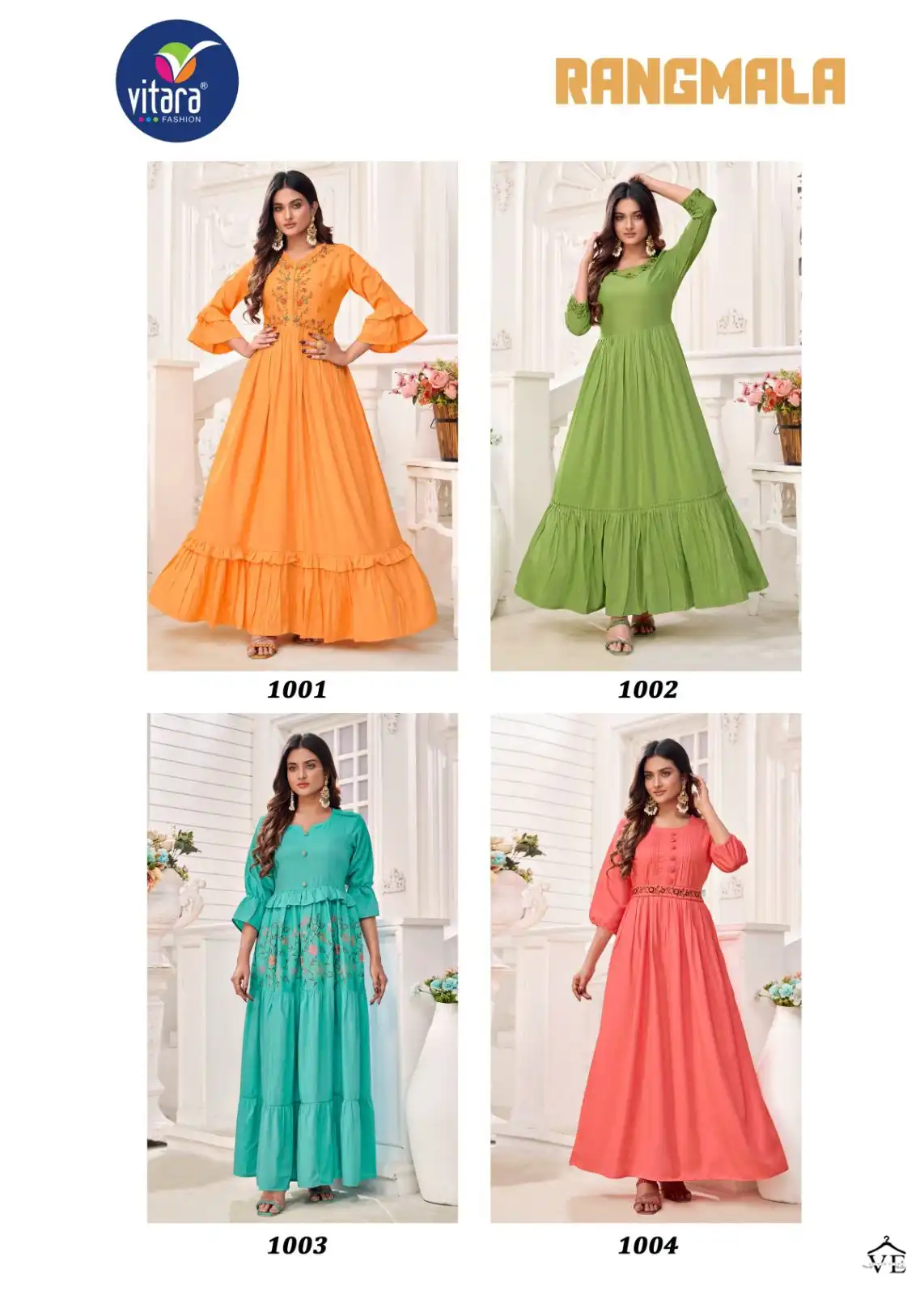 Vitara Fashion Rangmala Rayon Slub Wholesale Designer Gown Catalog — Wholesale Kurtis, MPA wholesale from Surat — view 5