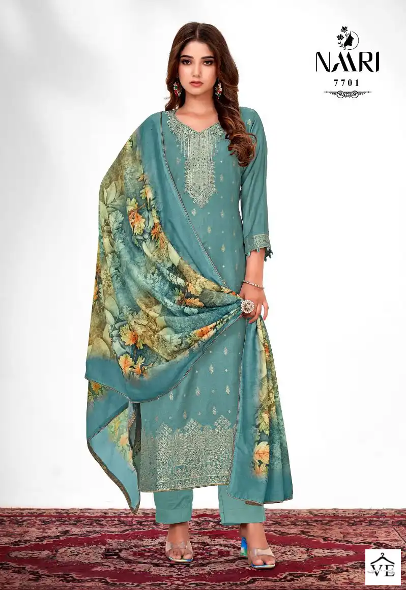 Naari Reet Pure Muslin Jacquard Wholesale Salwar Suit Catalog — Wholesale Salwar Suits, MPA wholesale from Surat - Gallery Image 4