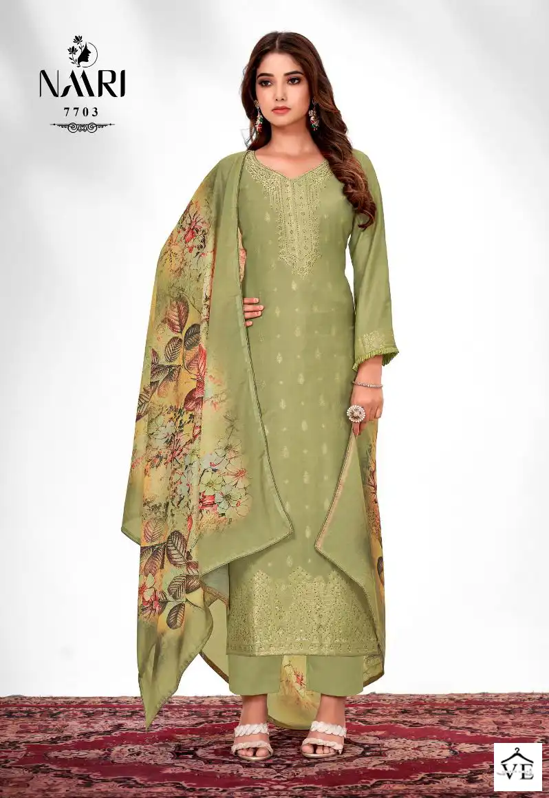 Naari Reet Pure Muslin Jacquard Wholesale Salwar Suit Catalog — Wholesale Salwar Suits, MPA wholesale from Surat - Gallery Image 3
