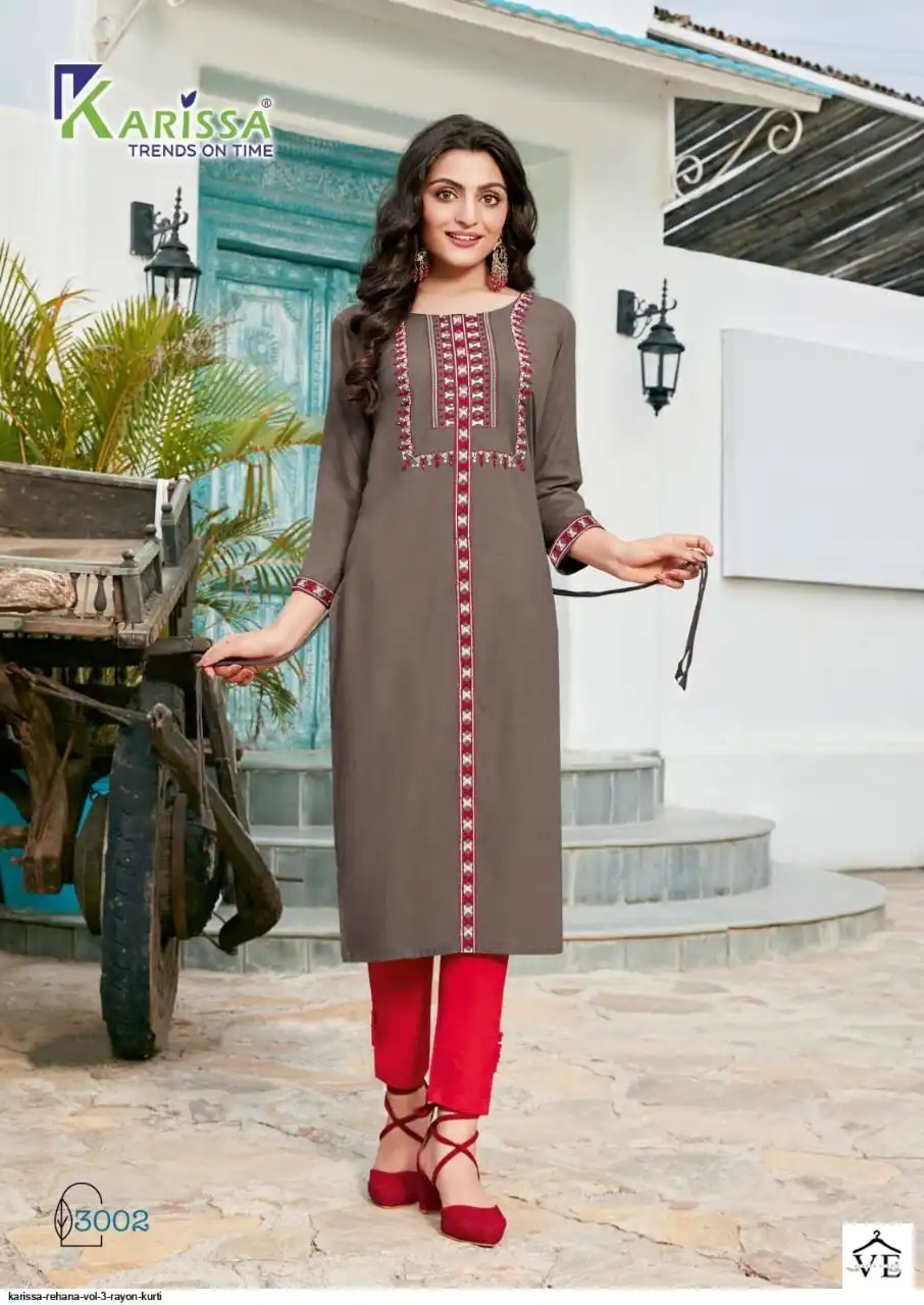 Karissa Rehana Vol-3 Premium Rayon Wholesale Kurti Catalog — Wholesale Kurtis, Karissa wholesale from Surat — Photo 8