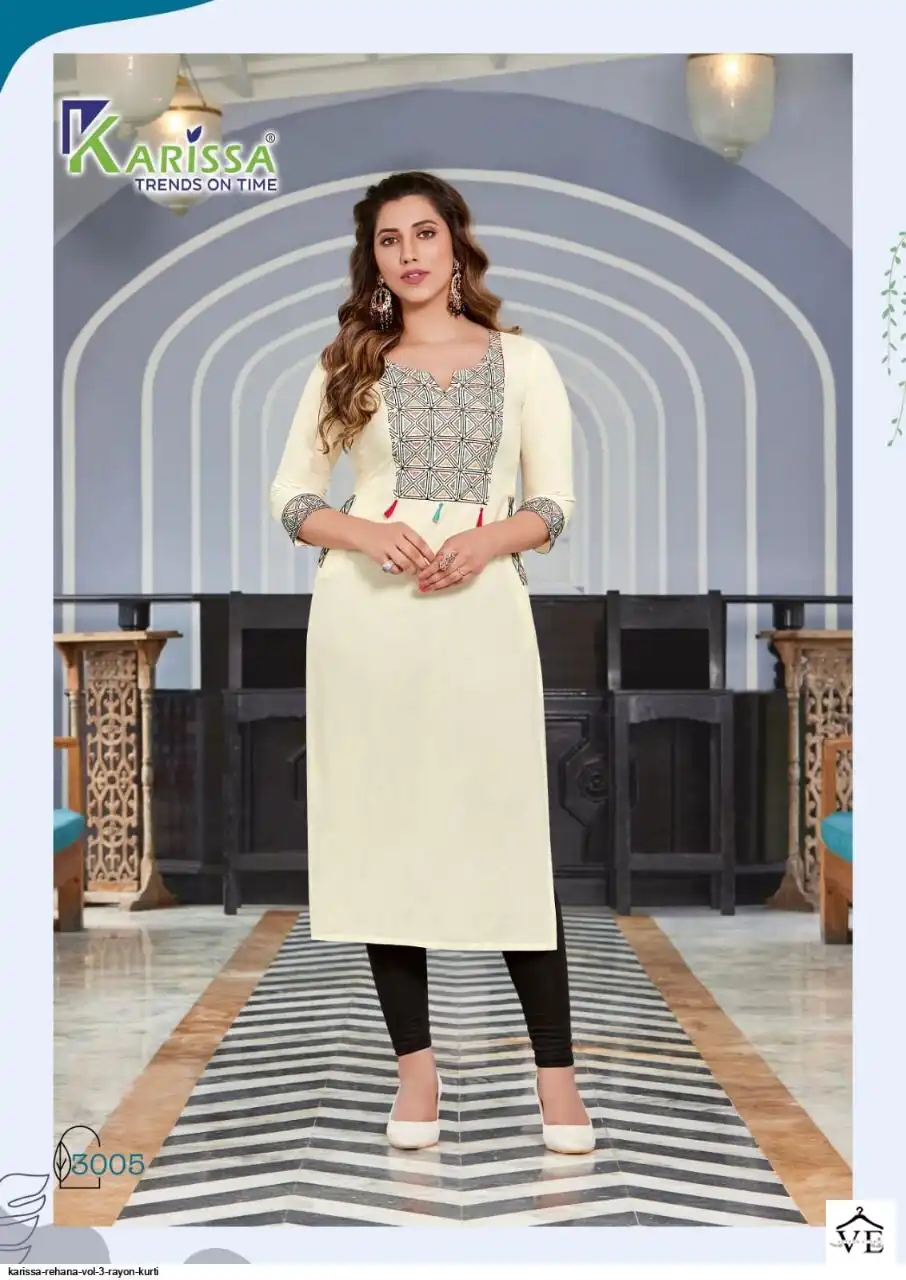 Karissa Rehana Vol-3 Premium Rayon Wholesale Kurti Catalog — Wholesale Kurtis, Karissa wholesale from Surat — Photo 3
