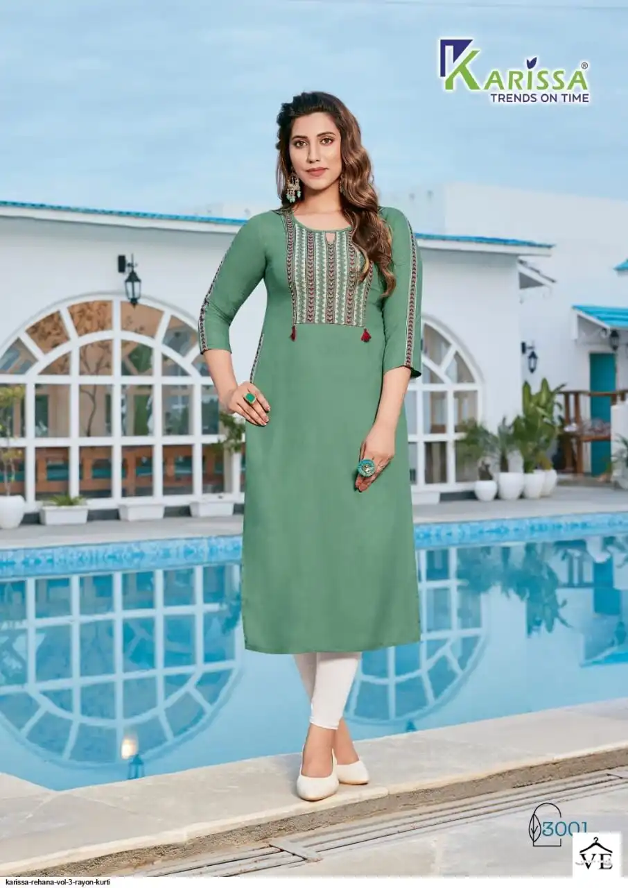 Karissa Rehana Vol-3 Premium Rayon Wholesale Kurti Catalog — Wholesale Kurtis, Karissa wholesale from Surat — Photo 5