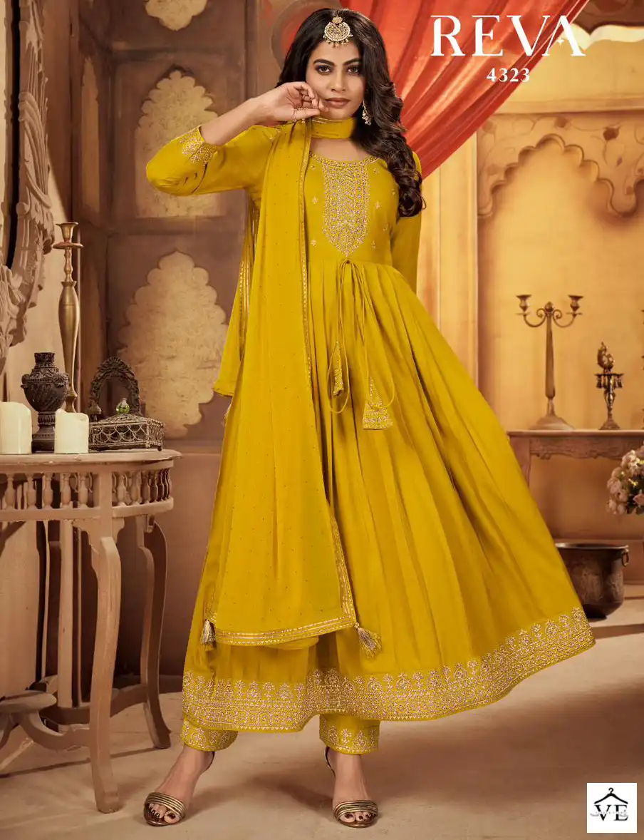 Rangoon Reva Heavy Airjet Rayon Wholesale Readymade Salwar Suit Catalog — Wholesale Salwar Suits, MPA wholesale from Surat — view 1