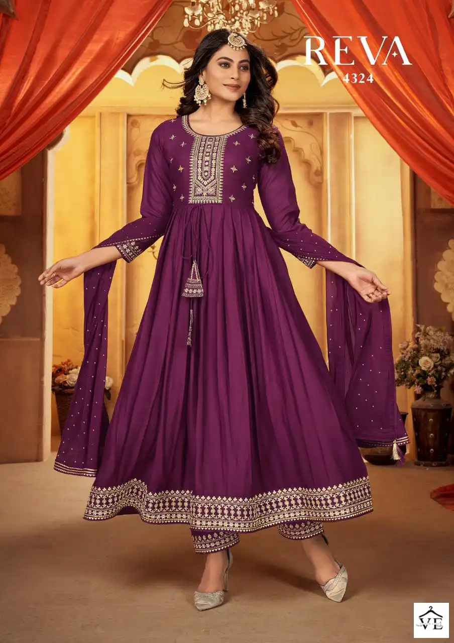 Rangoon Reva Heavy Airjet Rayon Wholesale Readymade Salwar Suit Catalog — Wholesale Salwar Suits, MPA wholesale from Surat — view 4