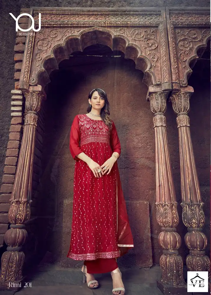 Wanna Rimi Faux Georgette Wholesale Nyra Kurti With Pant & Dupatta Catalog — Wholesale Salwar Suits, MPA wholesale from Surat - Gallery Image 4