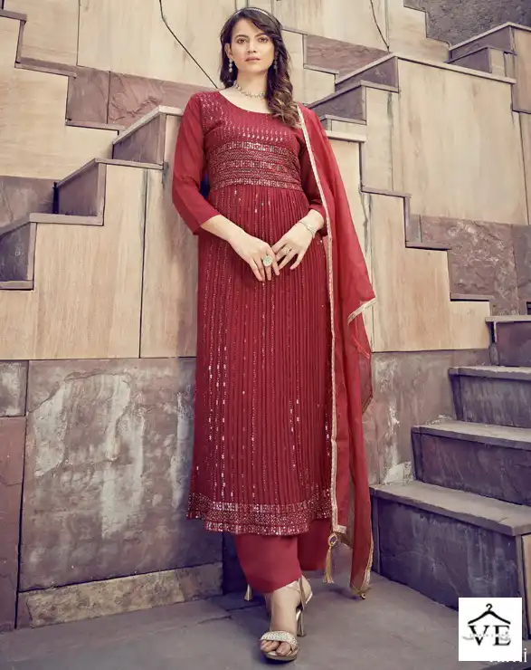 Wanna Rimi Faux Georgette Wholesale Nyra Kurti With Pant & Dupatta Catalog — Wholesale Salwar Suits, MPA wholesale from Surat — view 1