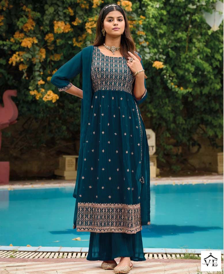 Poonam Designer Rose Gold Georgette Wholesale Designer Readymade Salwar Suit Catalog — Wholesale Salwar Suits, MPA wholesale from Surat — view 1