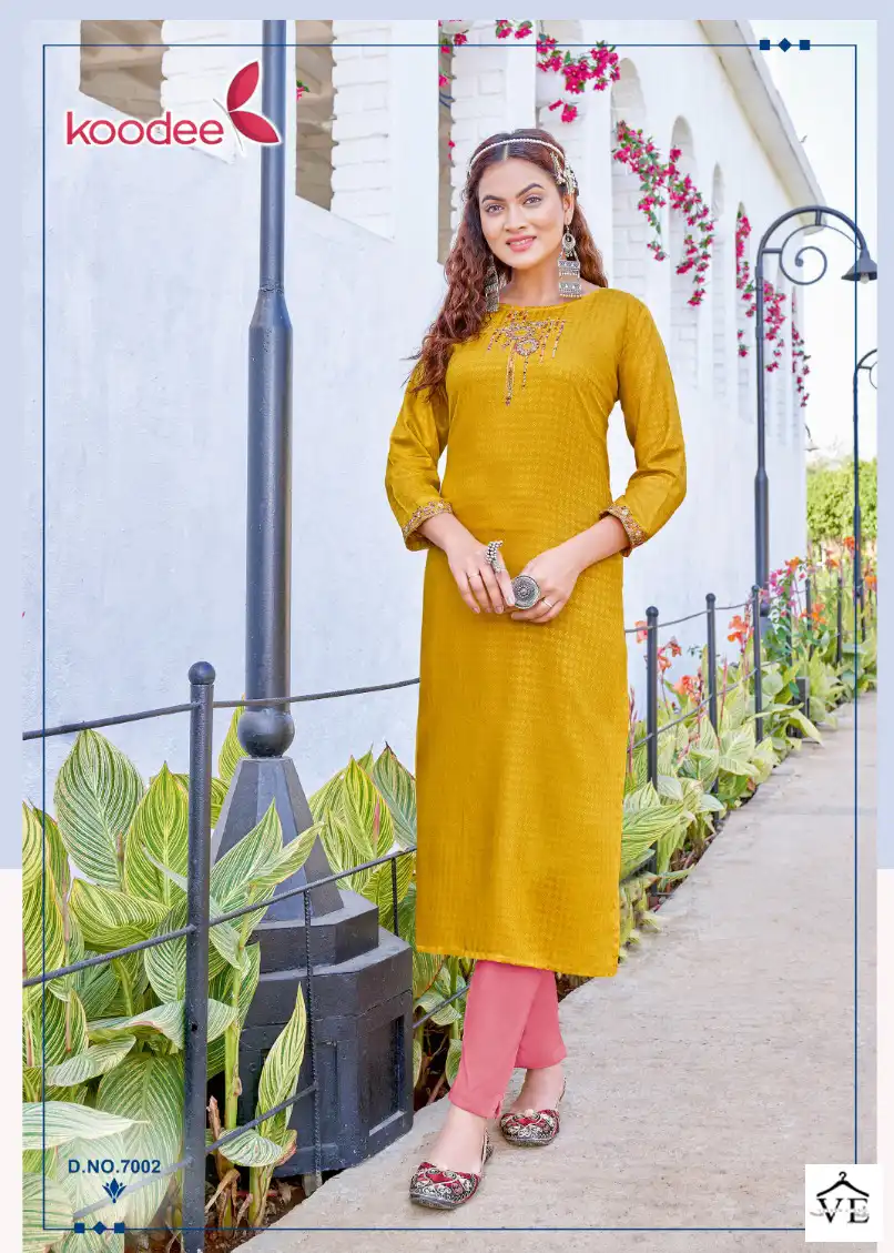 Koodee Raas-1 Heavy Rayon Dobby Wholesale Kurti Catalog — Wholesale Kurtis, MPA wholesale from Surat - Gallery Image 5