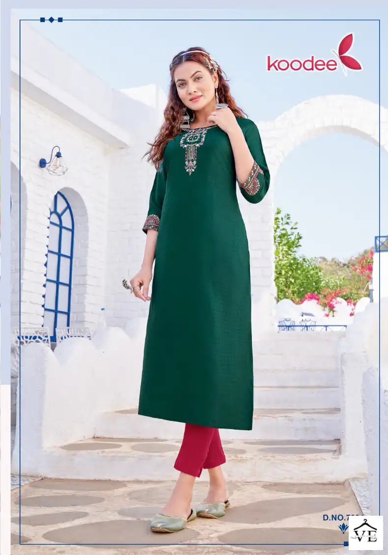 Koodee Raas-1 Heavy Rayon Dobby Wholesale Kurti Catalog — Wholesale Kurtis, MPA wholesale from Surat - Gallery Image 2