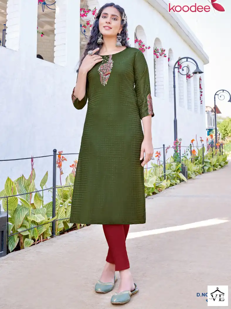 Koodee Raas-1 Heavy Rayon Dobby Wholesale Kurti Catalog — Wholesale Kurtis, MPA wholesale from Surat — view 1