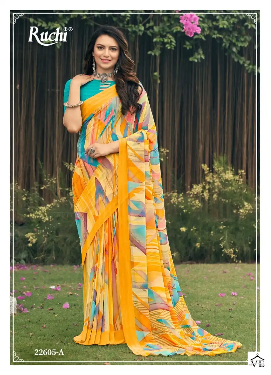 Ruchi Ragaa Georgette-4 Georgette Wholesale Saree Catalog — Wholesale Sarees, MPA wholesale from Surat - Gallery Image 12