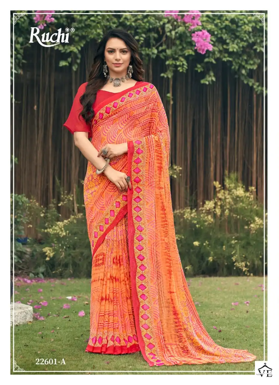 Ruchi Ragaa Georgette-4 Georgette Wholesale Saree Catalog — Wholesale Sarees, MPA wholesale from Surat - Gallery Image 3