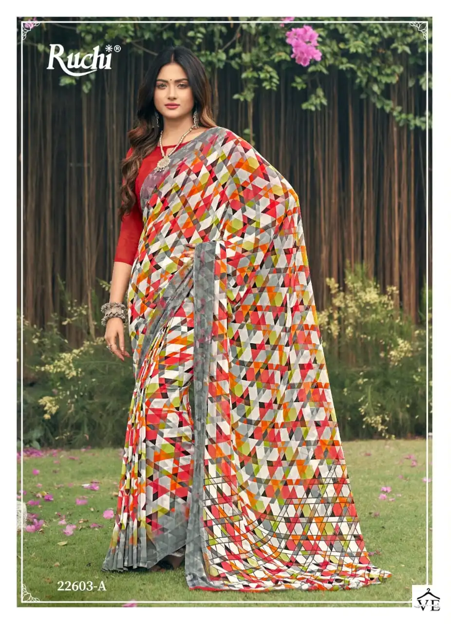 Ruchi Ragaa Georgette-4 Georgette Wholesale Saree Catalog — Wholesale Sarees, MPA wholesale from Surat - Gallery Image 4