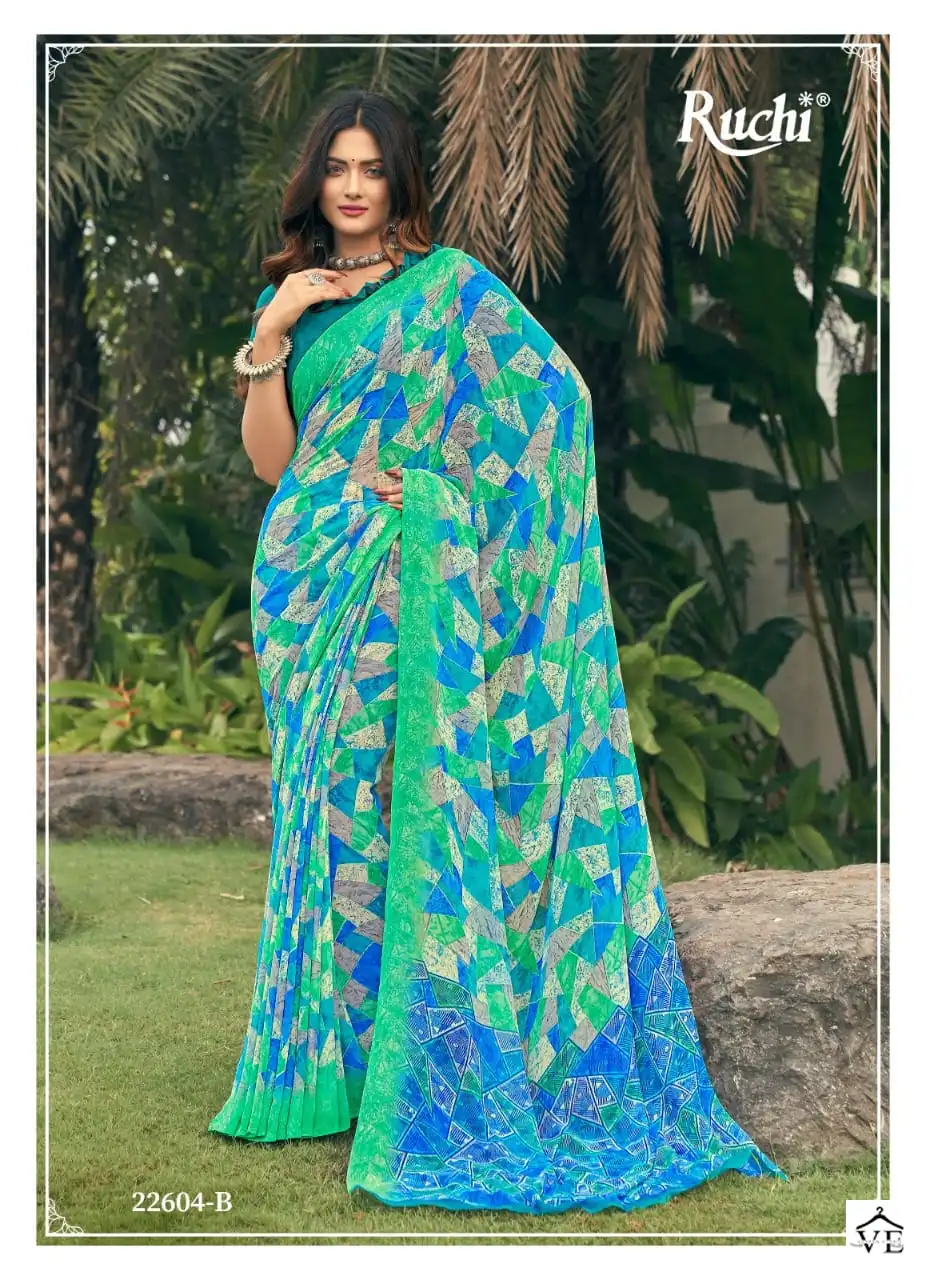 Ruchi Ragaa Georgette-4 Georgette Wholesale Saree Catalog — Wholesale Sarees, MPA wholesale from Surat - Gallery Image 9