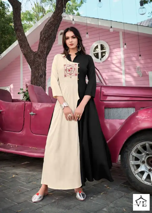 Vardan Designer Ravia Vol-2 14Kg Heavy Rayon Wholesale Long Kurti Catalog — Wholesale Kurtis, MPA wholesale from Surat - Gallery Image 3