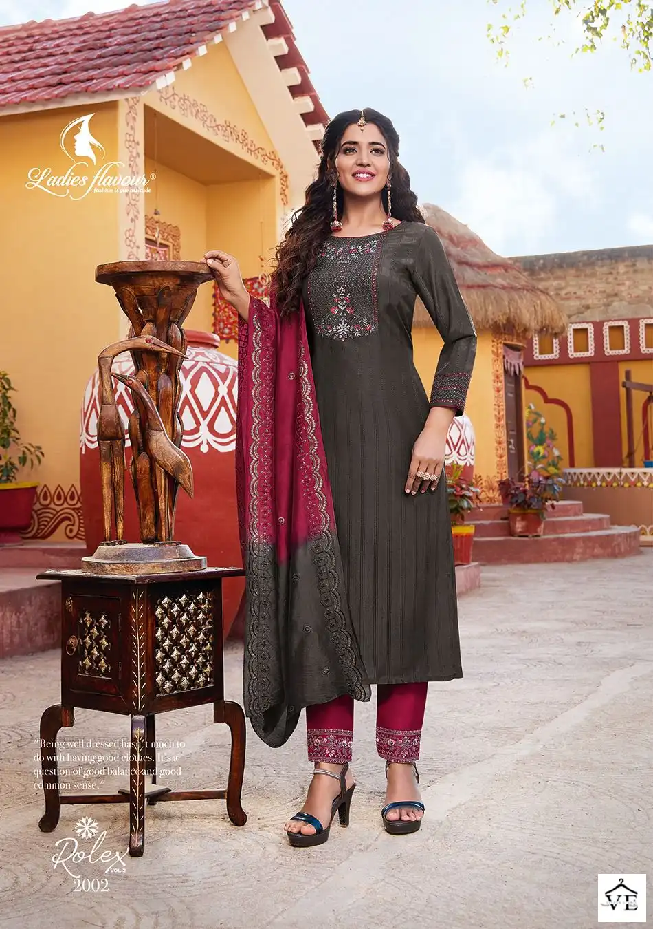 Ladies Flavour Rolex-2 Heavy Chinon Wholesale Readymade Suits Catalog — Wholesale Salwar Suits, MPA wholesale from Surat - Gallery Image 6