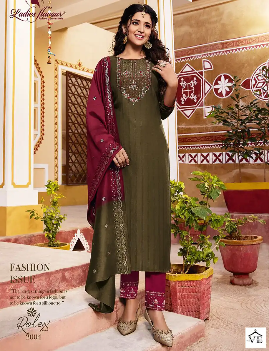 Ladies Flavour Rolex-2 Heavy Chinon Wholesale Readymade Suits Catalog — Wholesale Salwar Suits, MPA wholesale from Surat — view 1