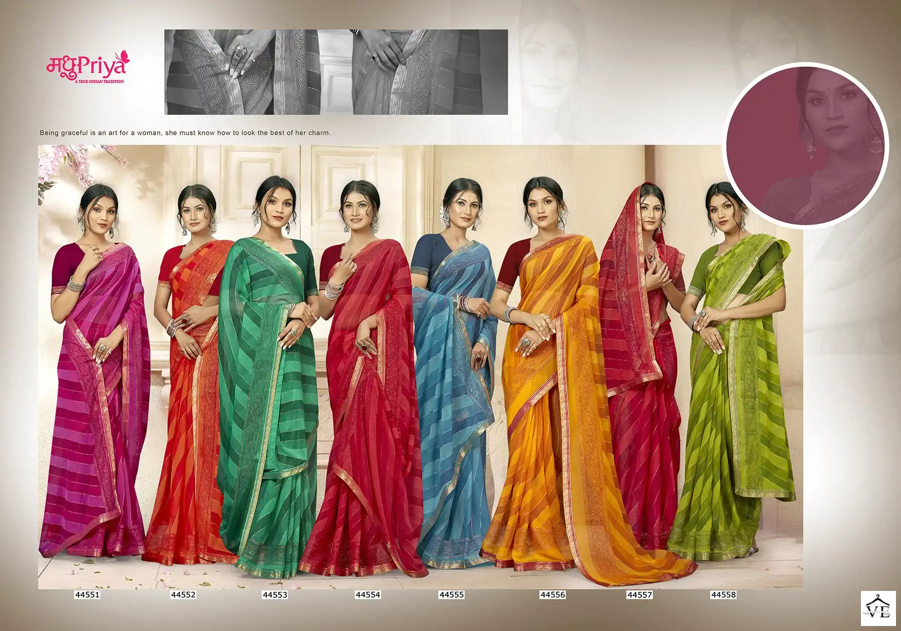 Madhupriya Roop 60 Gm Chiffon Wholesale Saree Catalog — Wholesale Sarees, MPA wholesale from Surat — view 9
