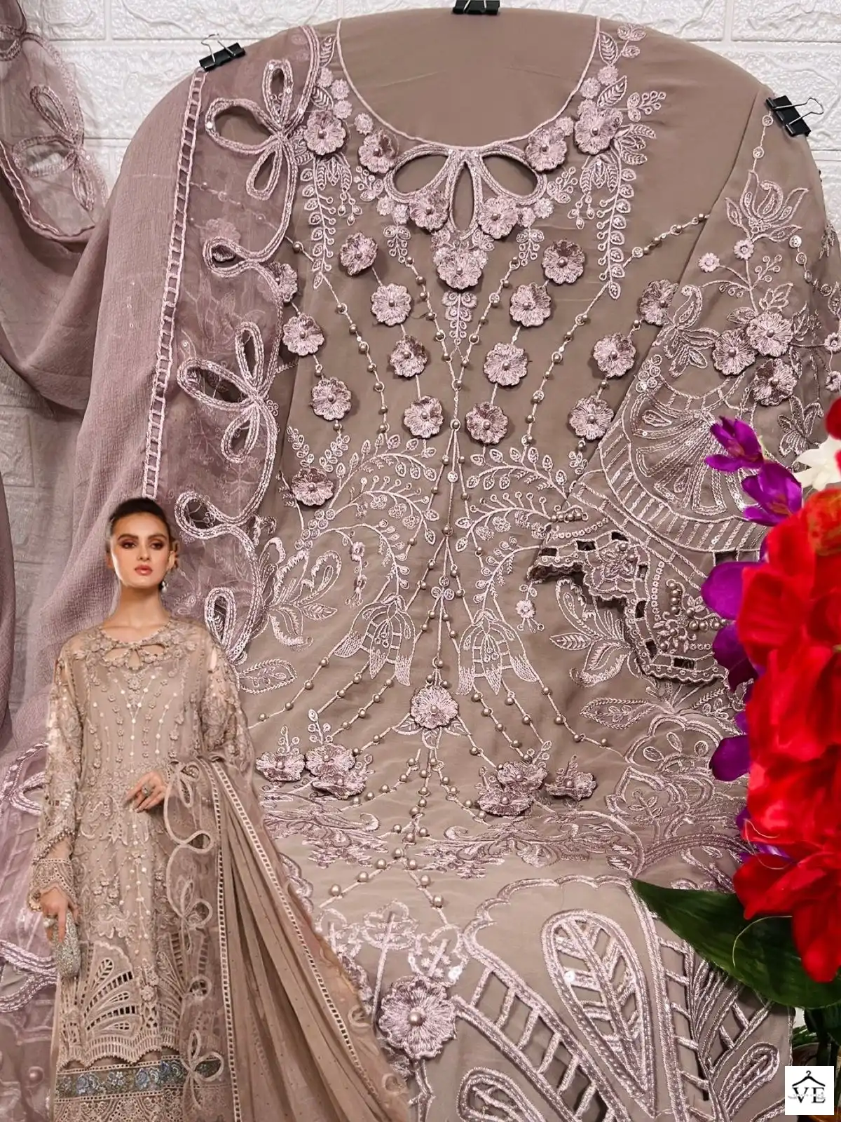 Serene S-97 Faux Georgette Wholesale Pakistani Suit — Wholesale Salwar Suits, MPA wholesale from Surat — view 7