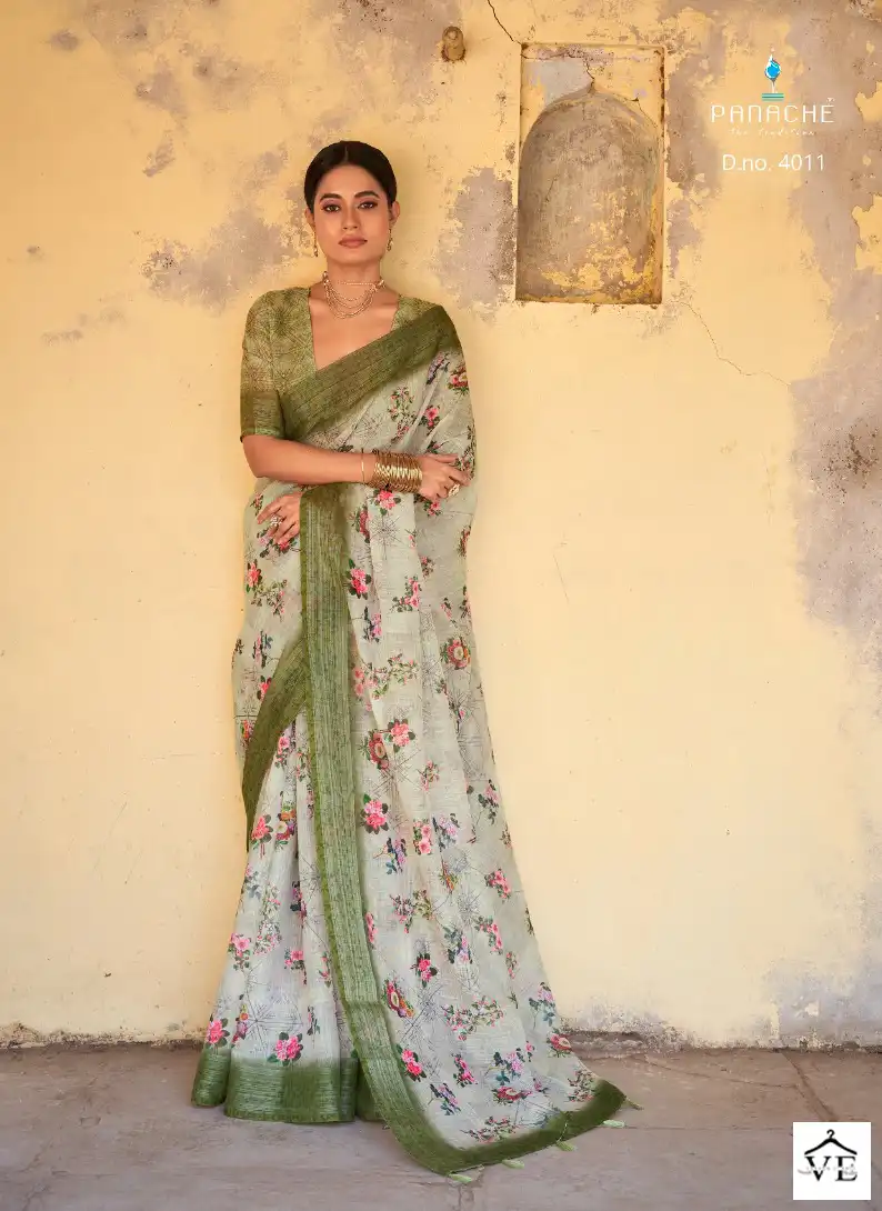 Panache Saanvi Vol 2 Linen Wholesale Saree Catalog — Wholesale Sarees, MPA wholesale from Surat - Gallery Image 9