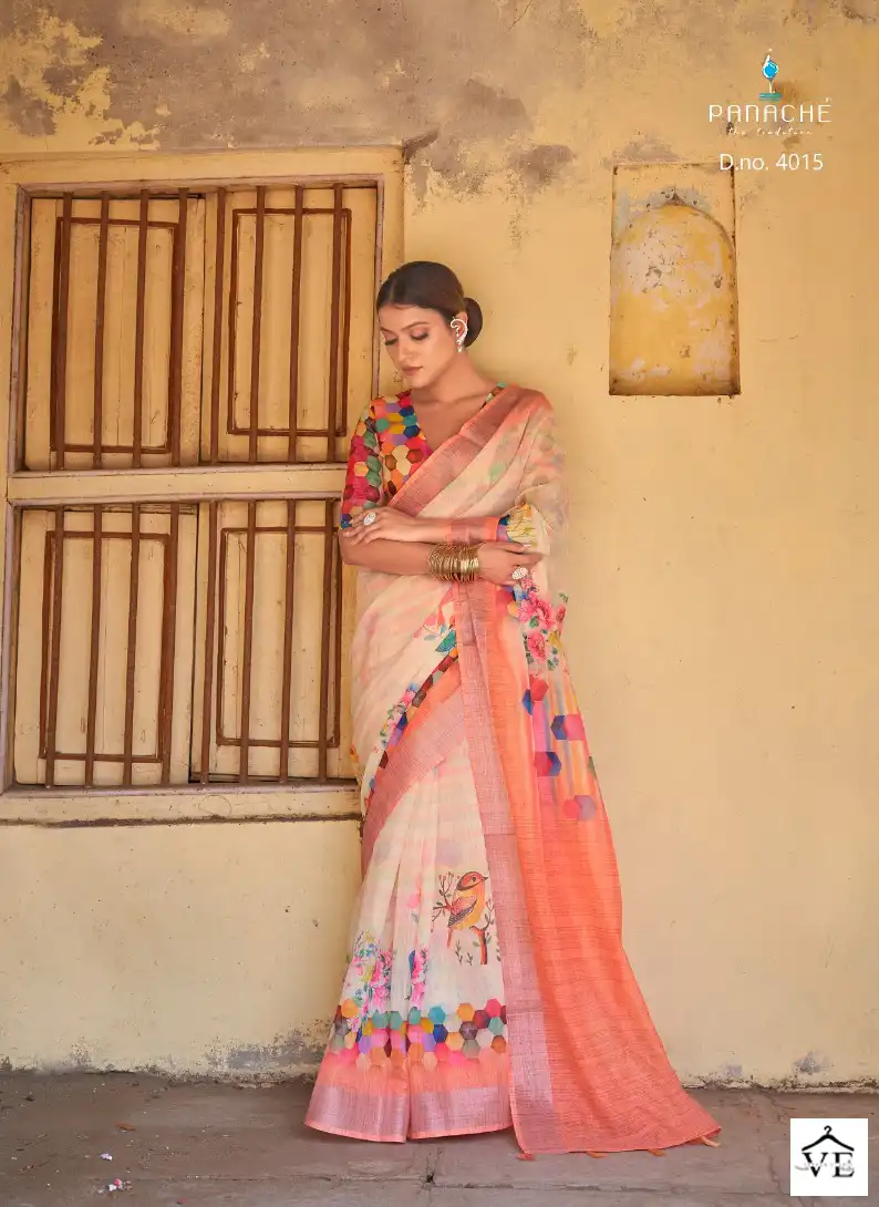 Panache Saanvi Vol 2 Linen Wholesale Saree Catalog — Wholesale Sarees, MPA wholesale from Surat - Gallery Image 4