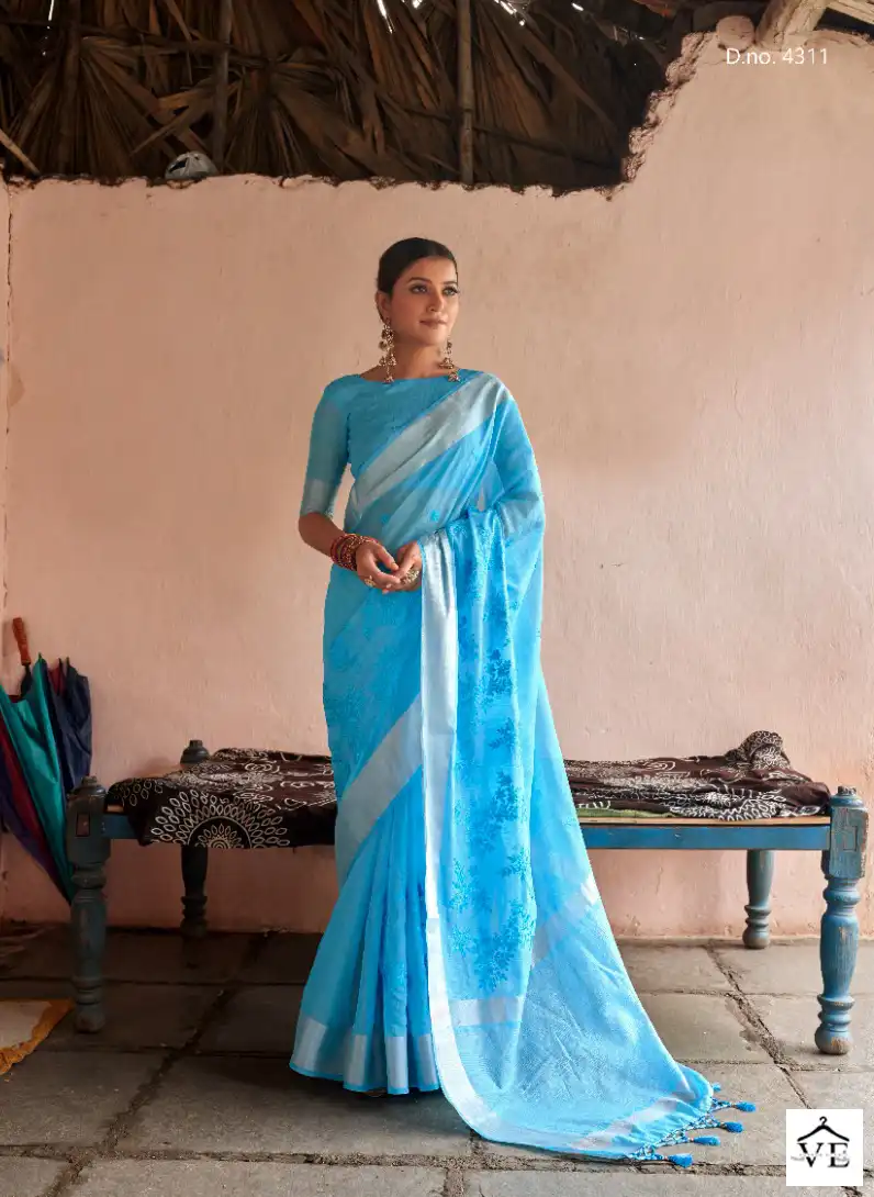 Vardan Ethnic Sabhya Vol 3 Linen Wholesale Saree Catalog — Wholesale Sarees, MPA wholesale from Surat - Gallery Image 6