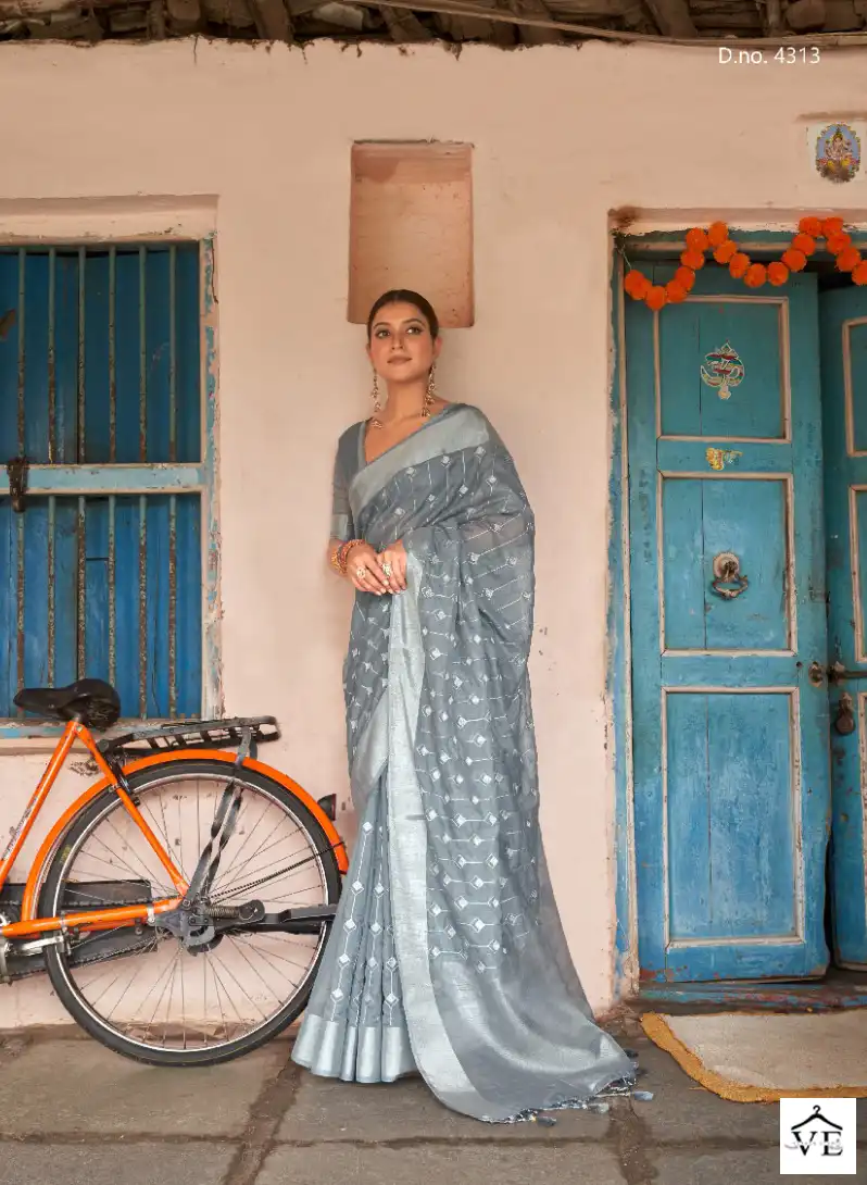 Vardan Ethnic Sabhya Vol 3 Linen Wholesale Saree Catalog — Wholesale Sarees, MPA wholesale from Surat - Gallery Image 8