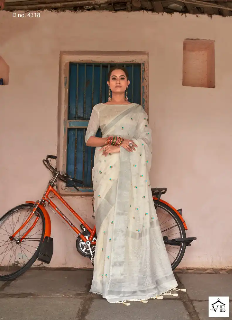 Vardan Ethnic Sabhya Vol 3 Linen Wholesale Saree Catalog — Wholesale Sarees, MPA wholesale from Surat - Gallery Image 5