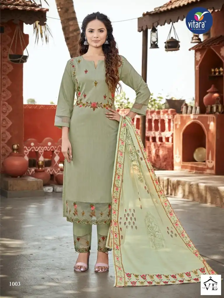 Vitara Saffron Tesla Wholesale Readymade Suits Catalog — Wholesale Salwar Suits, MPA wholesale from Surat - Gallery Image 3