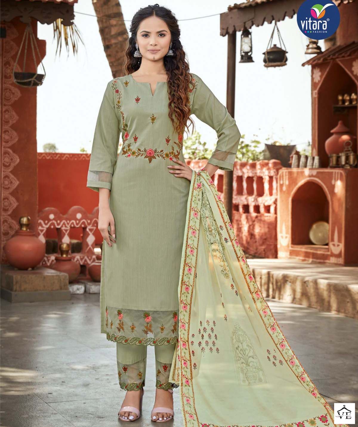 Vitara Fashion Saffron Fancy Wholesale Readymade Salwar Suit Catalog — Wholesale Salwar Suits, MPA wholesale from Surat — view 1